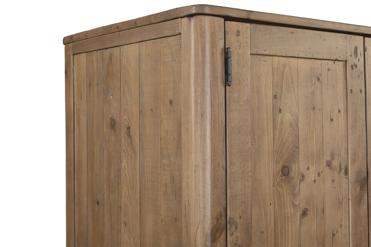 Rustic Solid Wood 2 Door Double Wardrobe with Drawer