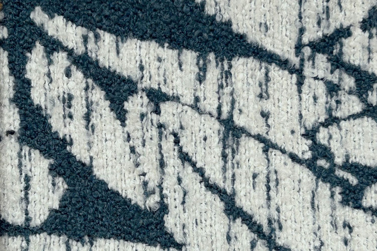 Navy Blue and Silver Patterned Fabric Accent Chair