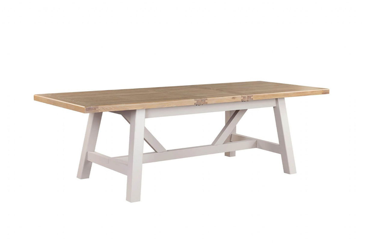 Taupe Wooden Oak Top Refectory Large Extending Dining Table