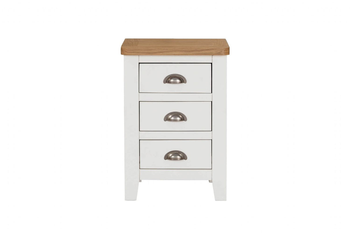 Cashmere Wood 3 Drawer Bedside Table with Oak Top
