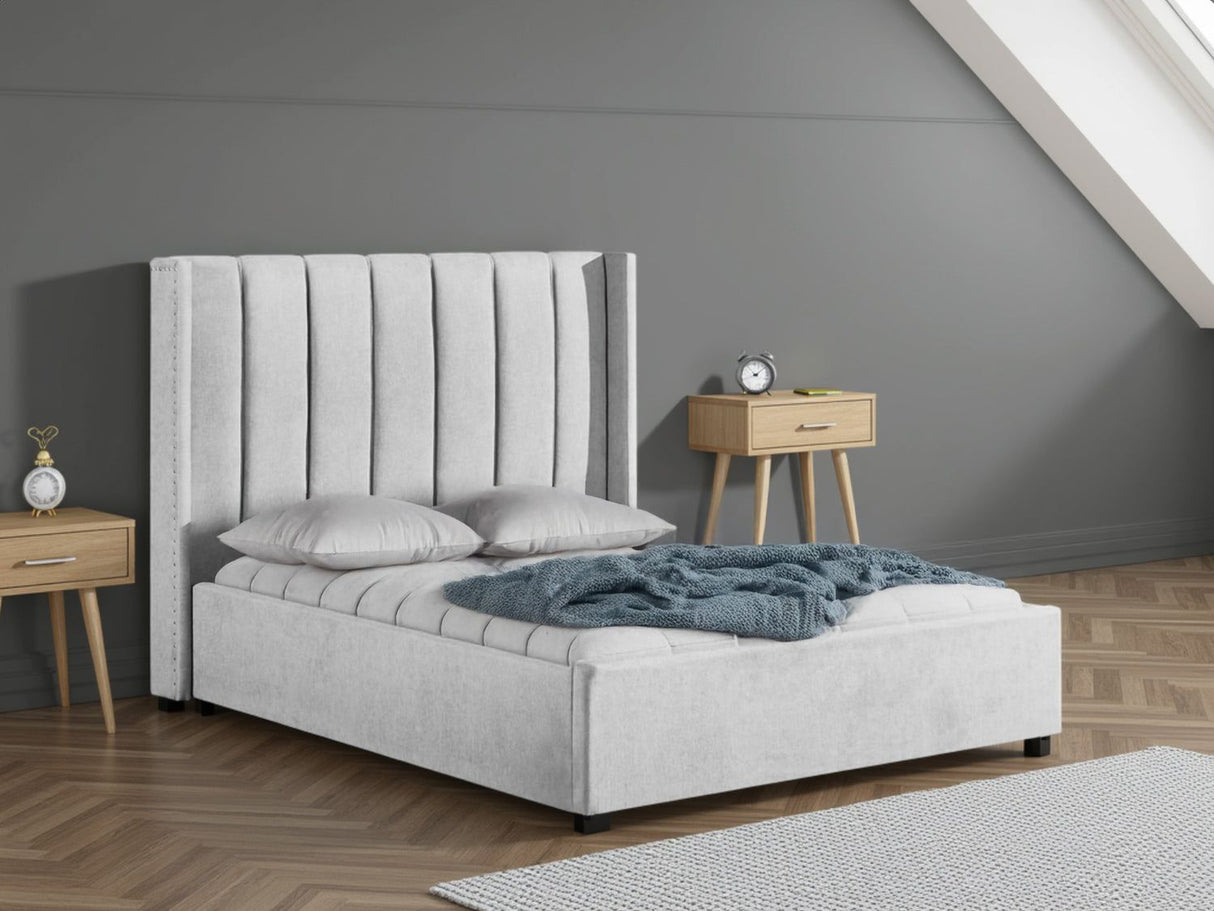 Grey Fabric Double Ottoman Bed Frame