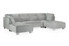 Grey Velvet U Shape Large Corner Sofa with Bolster Cushions