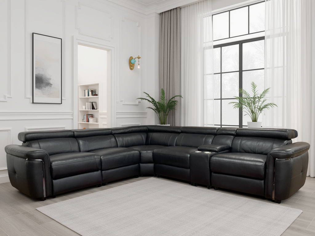 Somerville Electric Recliner Sofa Black Large Corner - Ready2Go Furniture