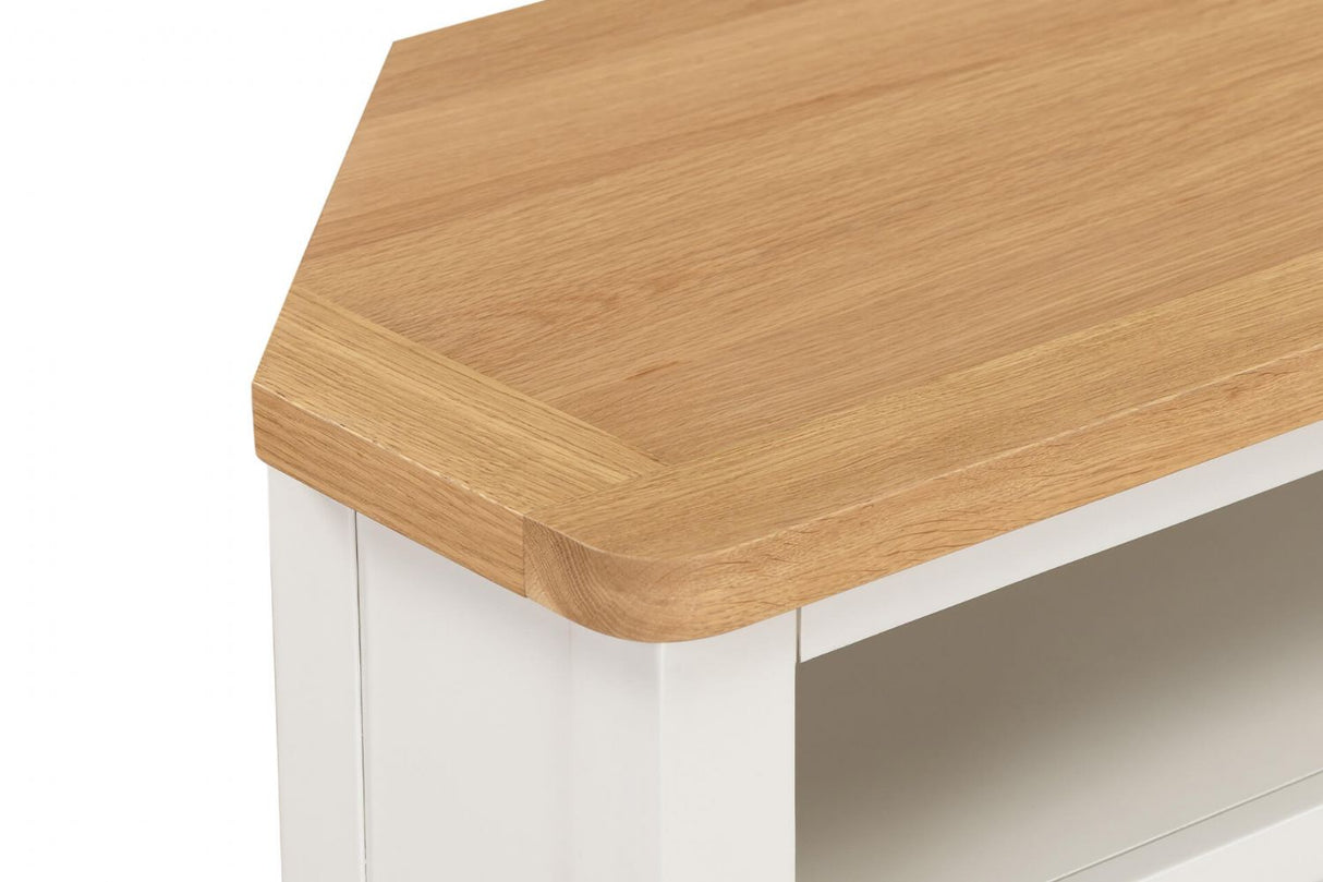 Cashmere Wooden 2 Drawer Corner TV Media Unit Oak Top