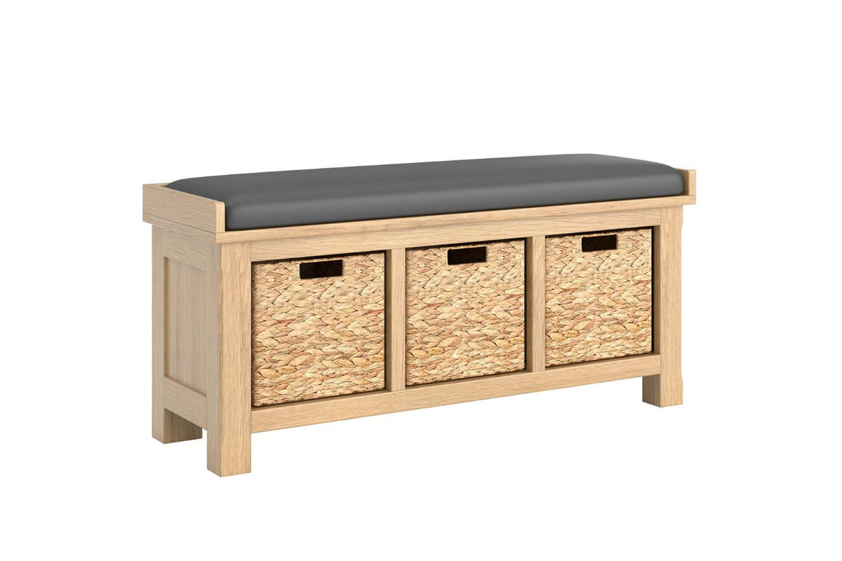 Delaney Bench Seat PU Fabric Cushion with Storage Grey