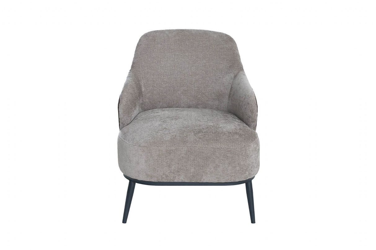 Brown Velvet Wooven Fabric 2 Tone Accent Chair Metal Legs