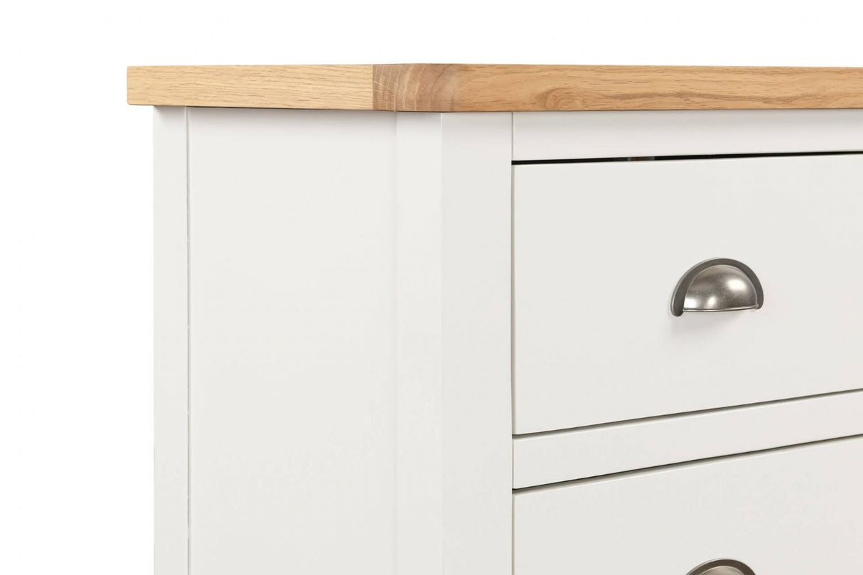 Cashmere Wooden 5 Drawer Narrow Tallboy with Oak Top