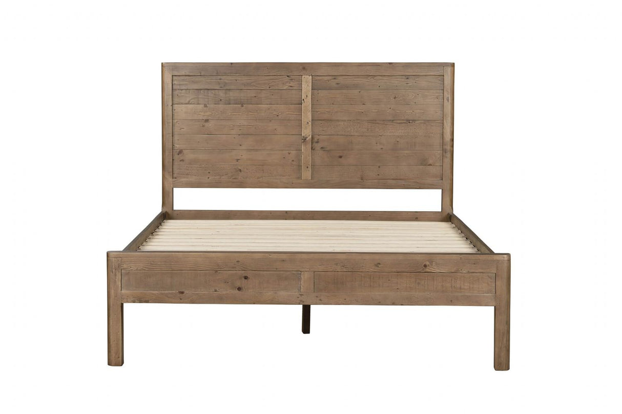 Rustic Pine Wooden King Size Bed Frame with Solid Legs