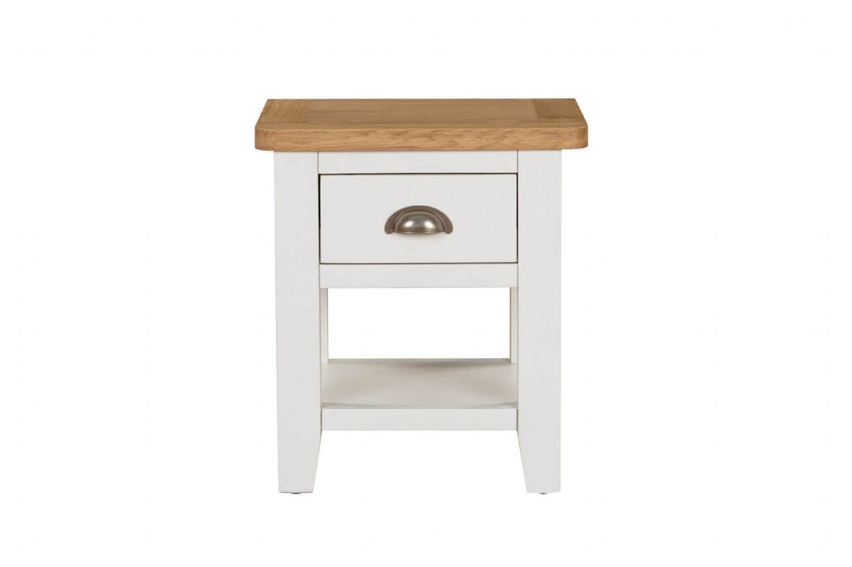 Cashmere Wooden 1 Drawer Lamp Table with Oak Top