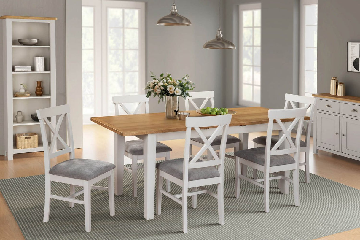 Cashmere Wooden Dining Chair Grey Fabric Padded Seat