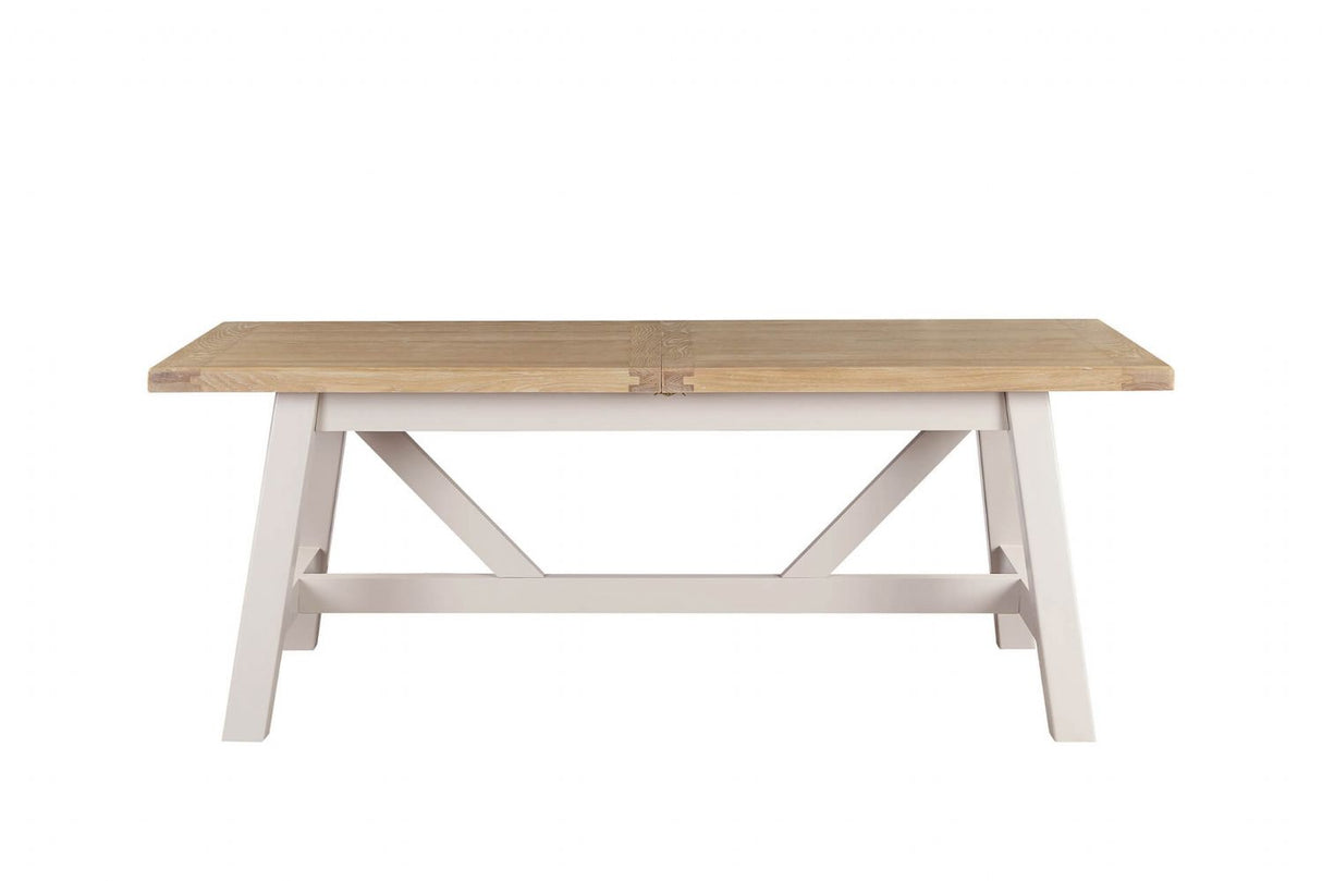 Taupe Wooden Oak Top Refectory Large Extending Dining Table