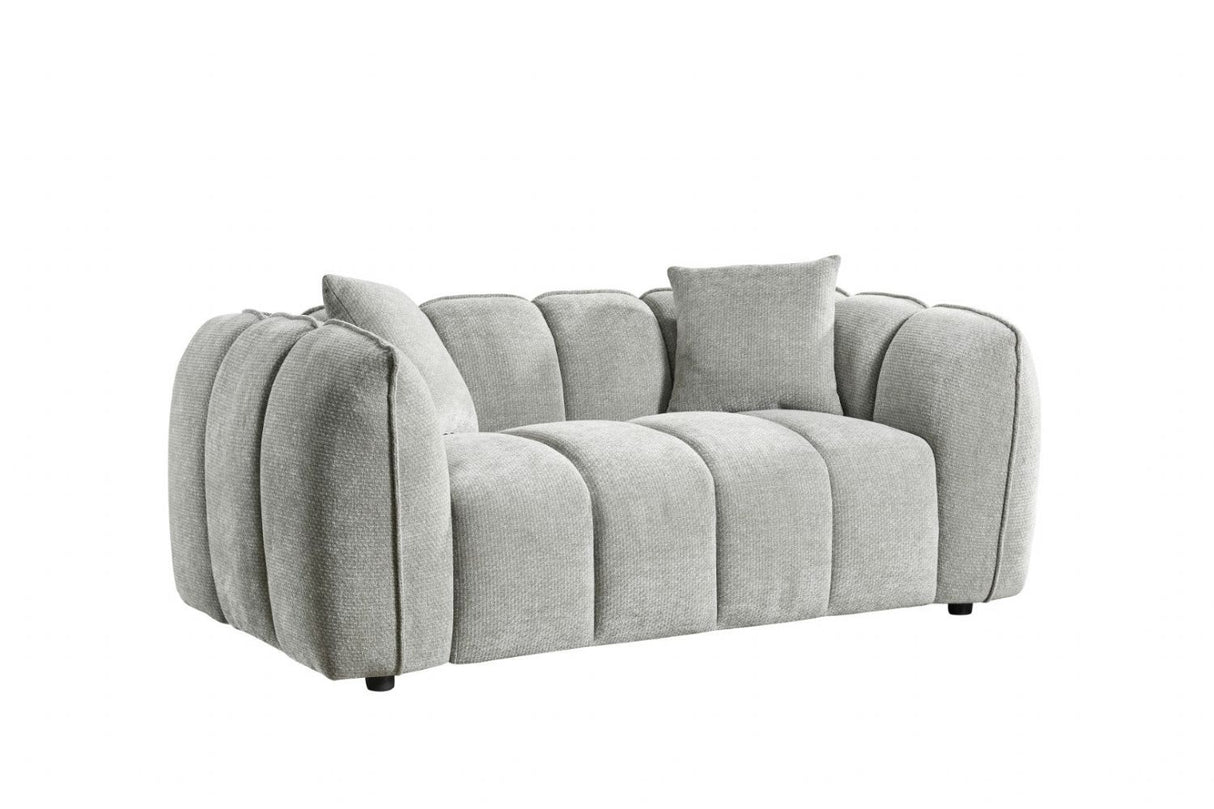 Grey Fabric Channel Tufted 2 Seater Sofa