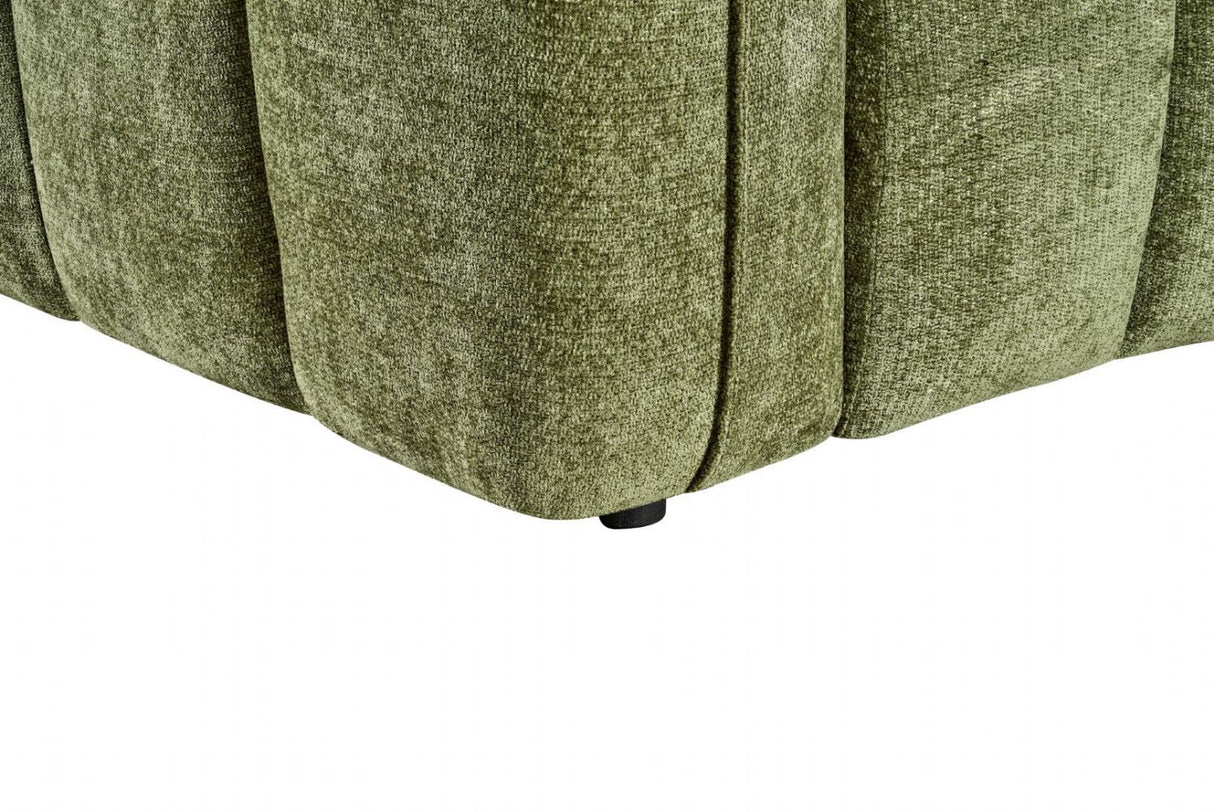 Olive Green Fabric Channel Tufted Design 3 Seater Sofa