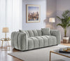 Grey Fabric Channel Tufted Design 3 Seater Sofa