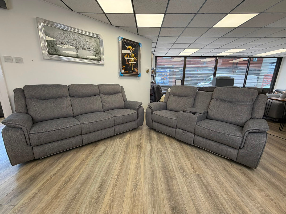 Paradise Cinema Sofa 3+2 Seater – Electric Recliner with Bluetooth, USB-C, LED Lights & Cooling Cup Holders – Grey