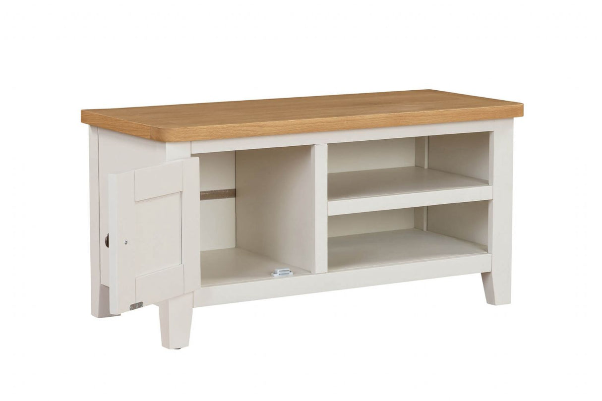 Cashmere Wooden 1 Door TV Media Unit Oak Top 2 Open Shelves