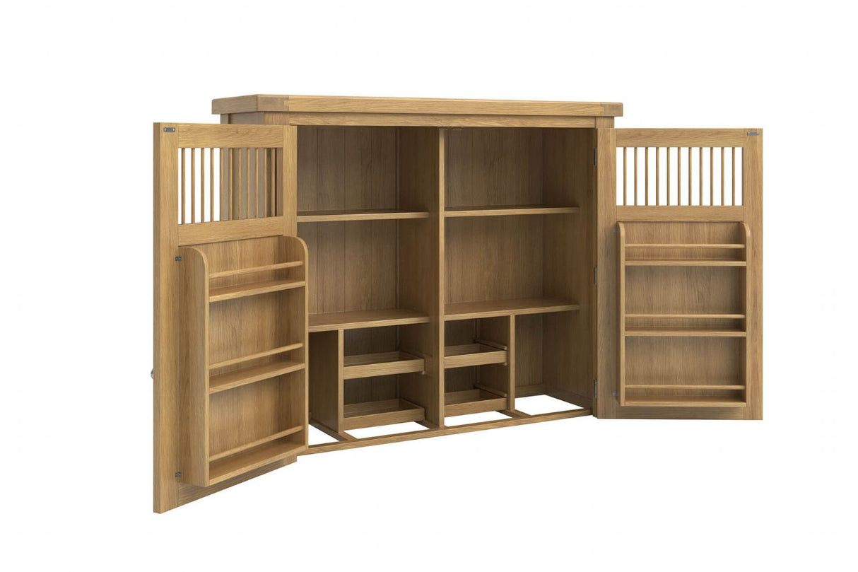 Natural Oak 2 Door Larder Hutch Display Top