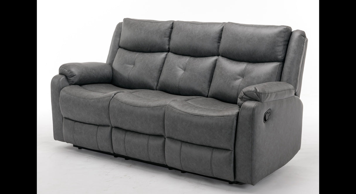 Belair 3 Seater With Manual Recliner Sofa - Grey