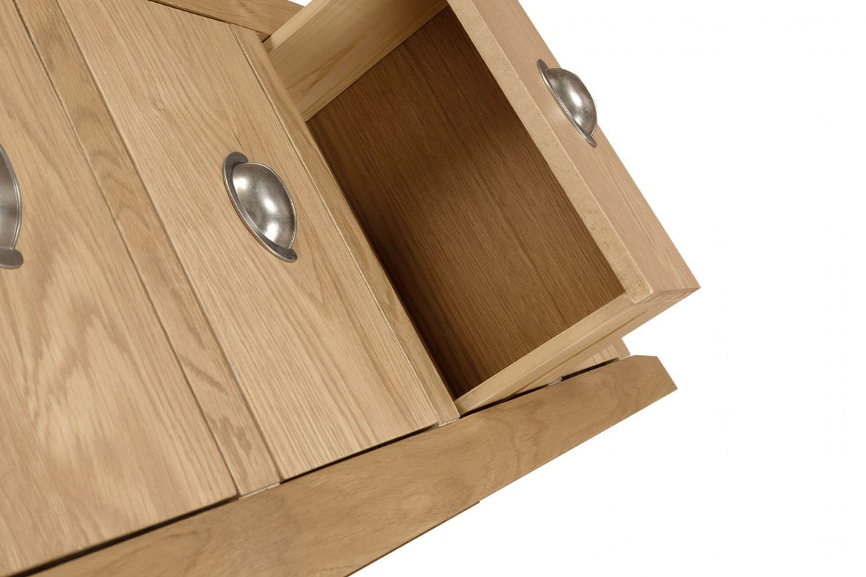 Natural Oak Narrow Chest of 5 Drawers Tallboy