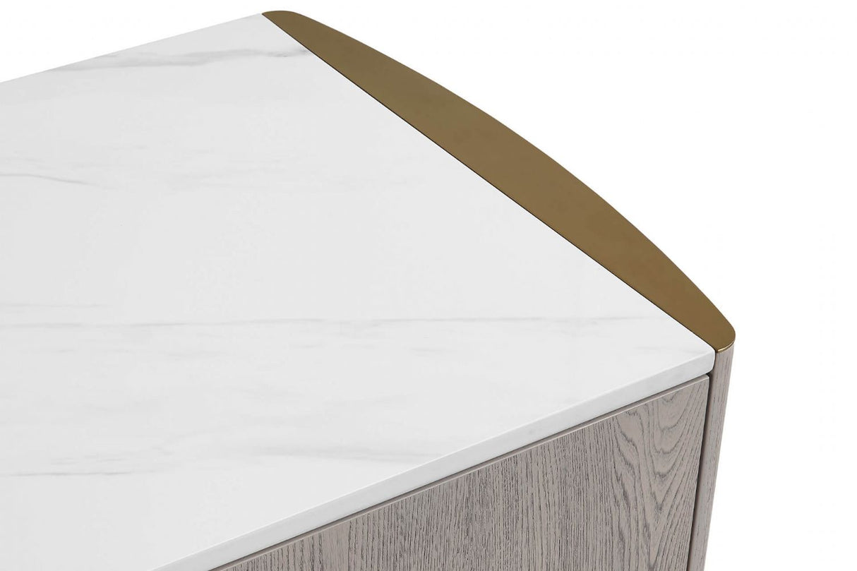 Washed Oak Elm Dressing Chest of 6 Drawers Stone Top