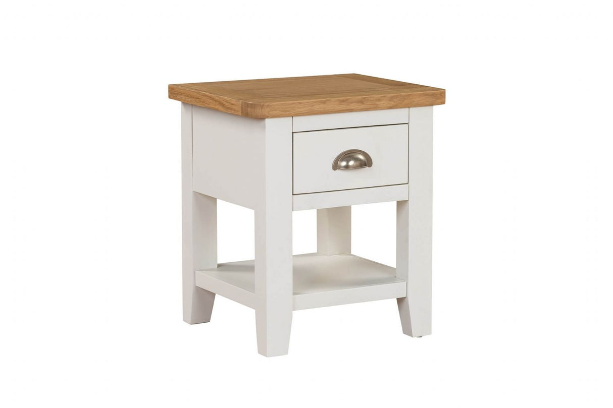 Cashmere Wooden 1 Drawer Lamp Table with Oak Top