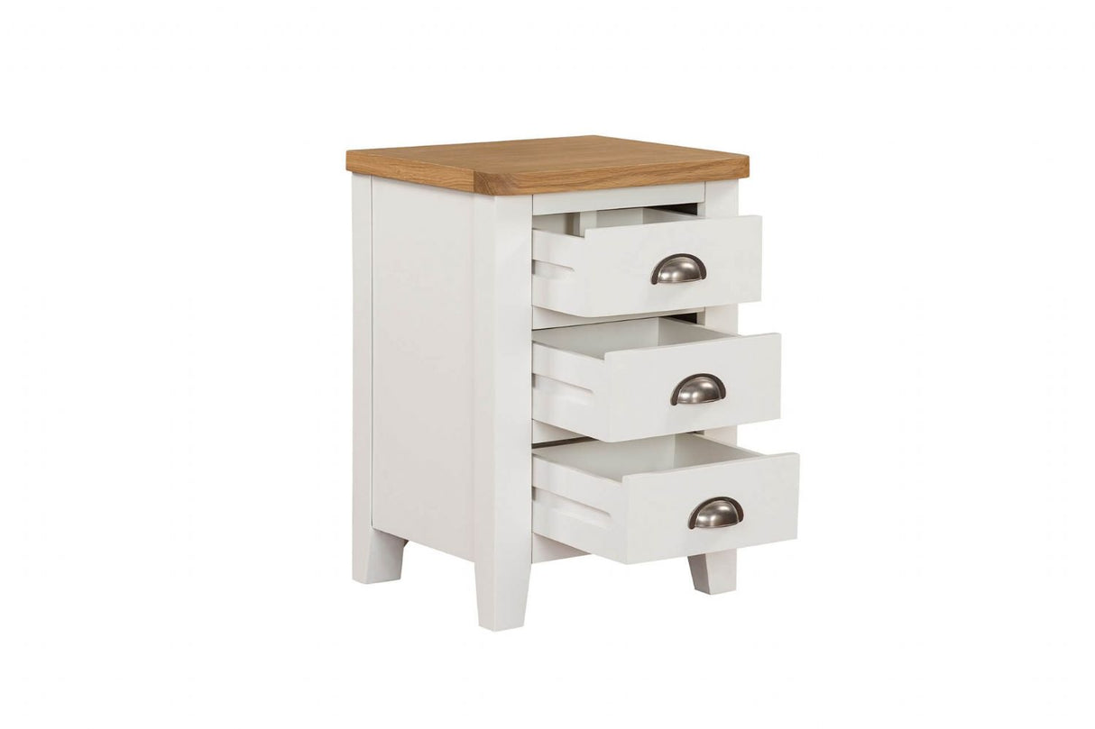 Cashmere Wood 3 Drawer Bedside Table with Oak Top