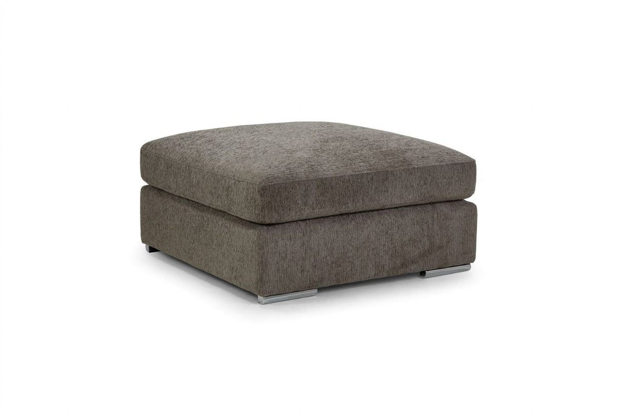 Mocha Grey Chenille Fabric Square Footstool