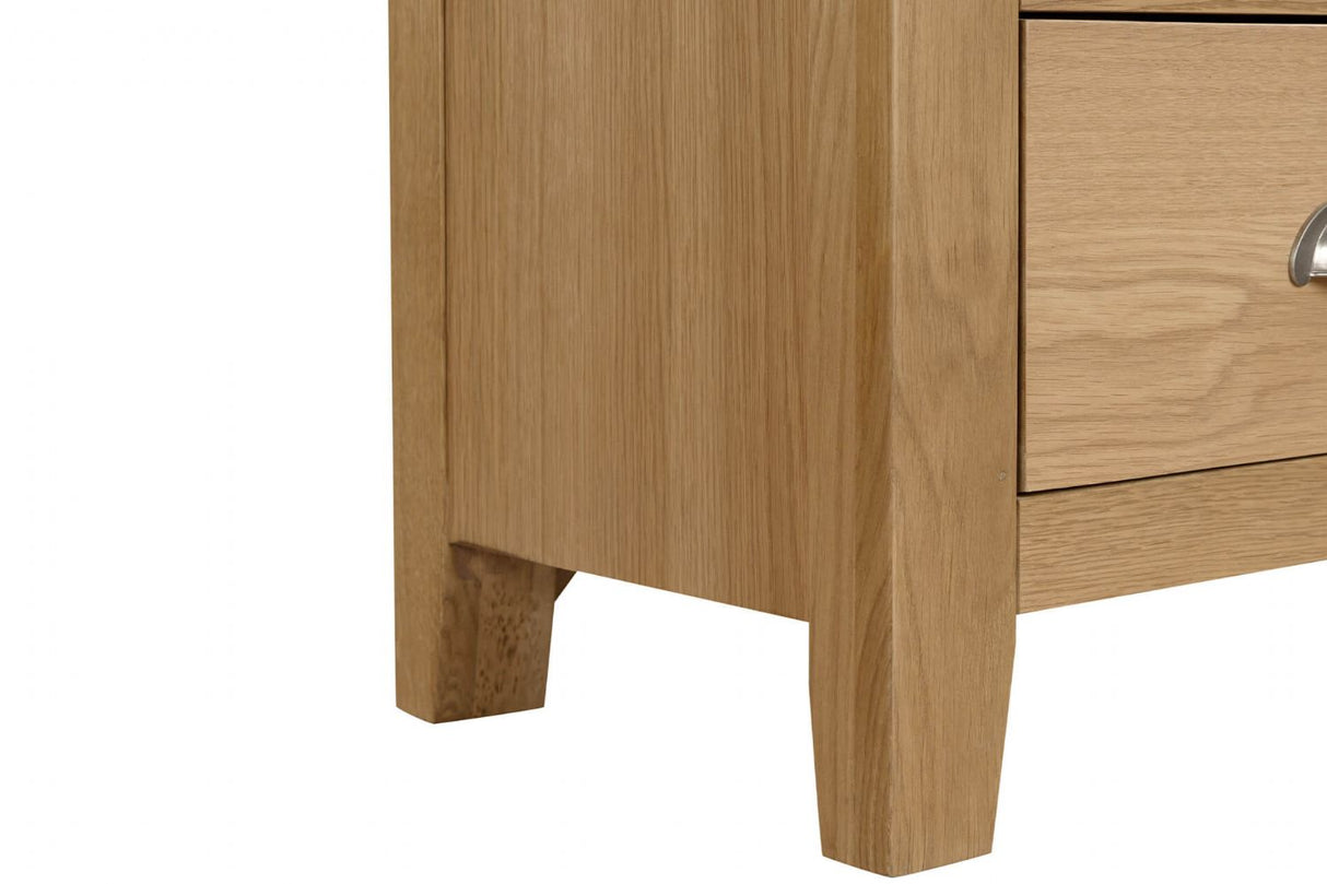 Natural Oak Narrow Chest of 5 Drawers Tallboy