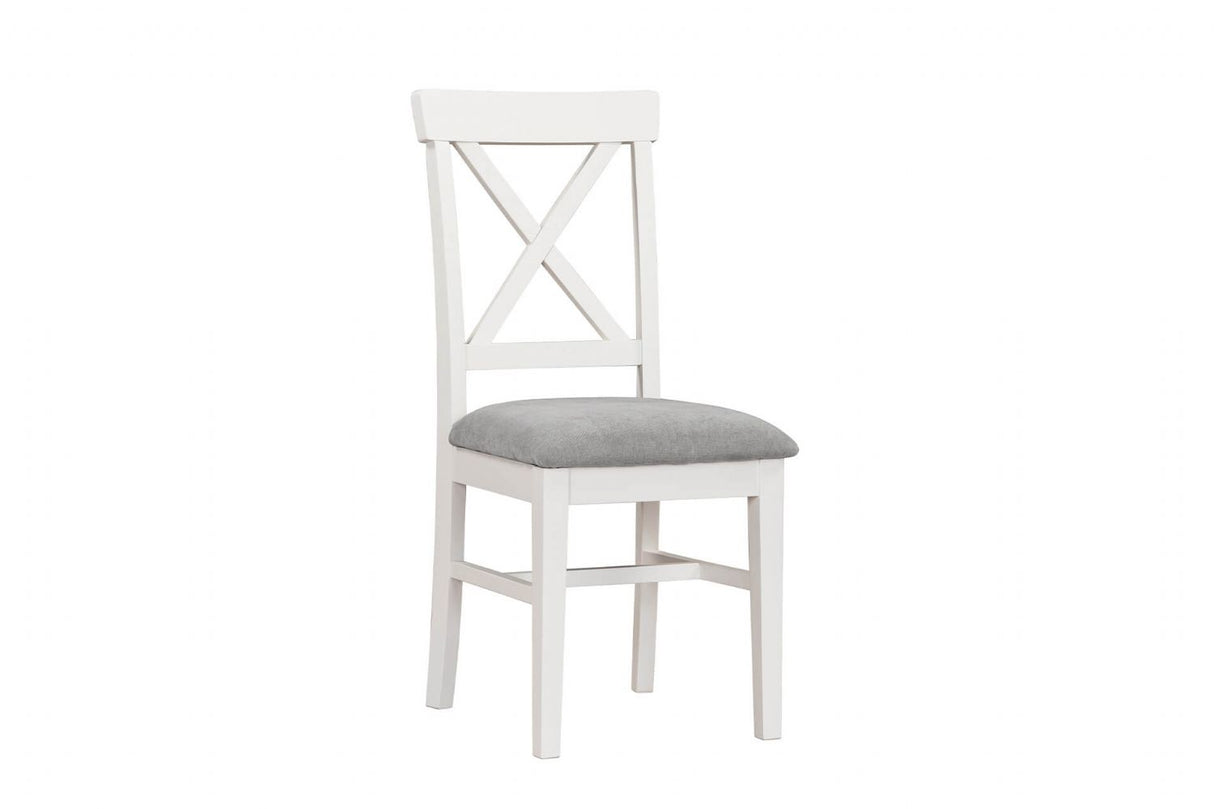 Cashmere Wooden Dining Chair Grey Fabric Padded Seat