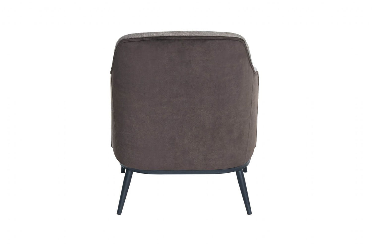 Brown Velvet Wooven Fabric 2 Tone Accent Chair Metal Legs