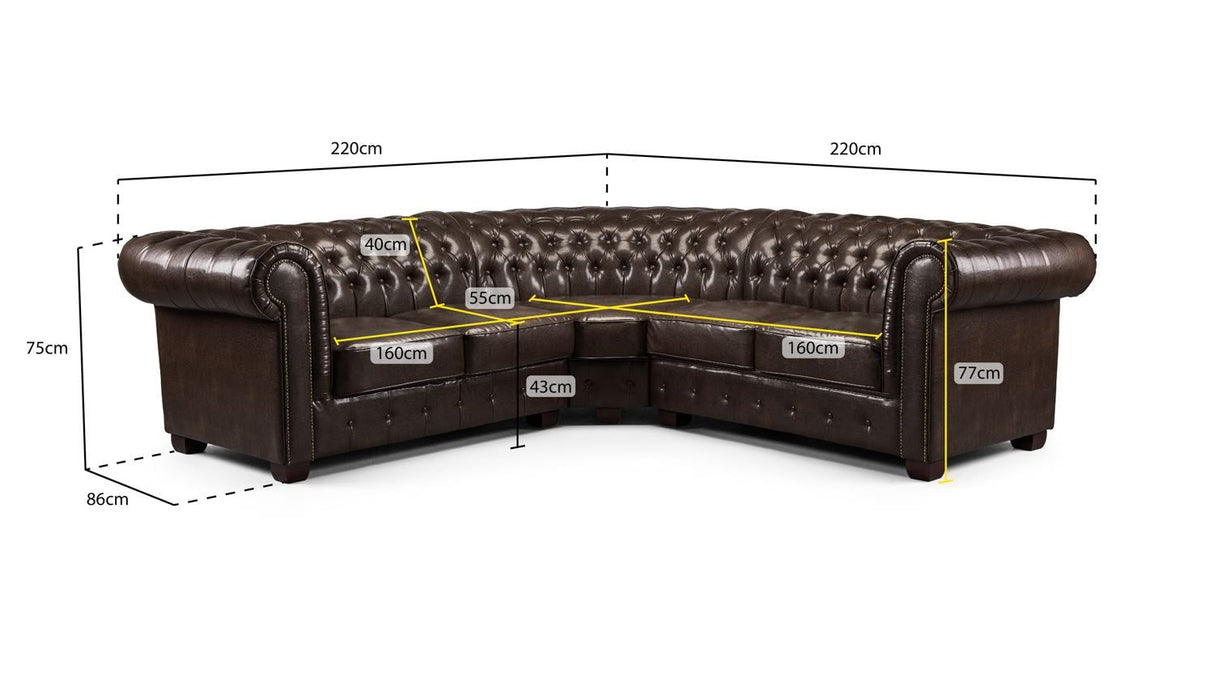 Chesterfield Sofa Antique Brown Large Corner