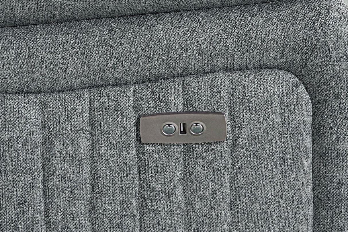 Grey Fabric Electric Recliner Armchair Pillow Top Arms