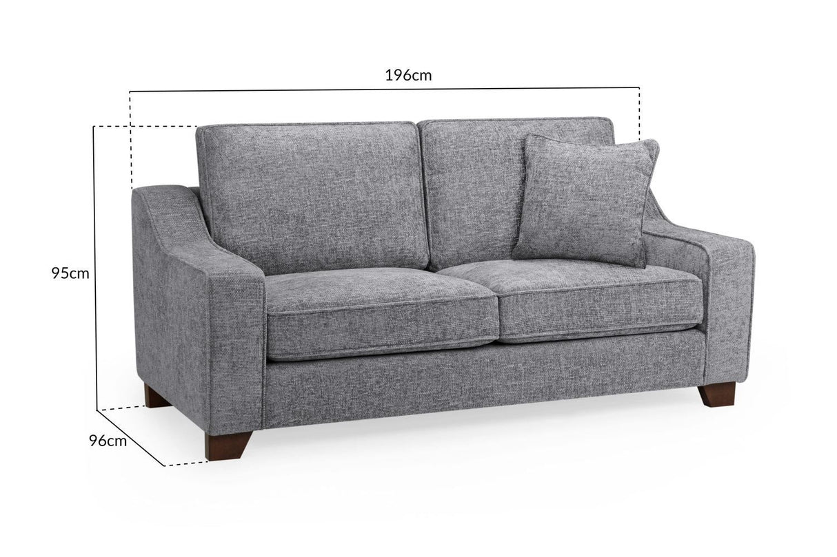 Grey Fabric Standard Back 3 Seater Sofa
