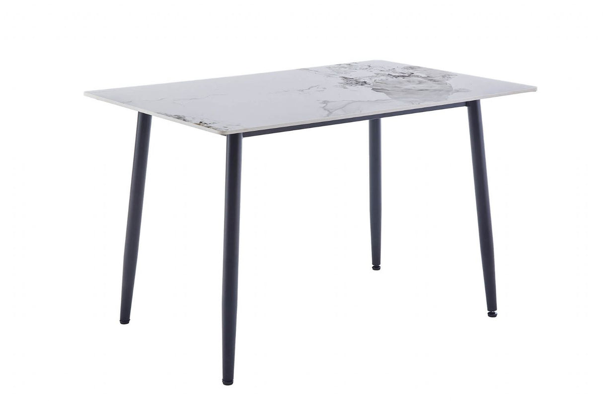 White Sintered Stone Top 1.2m Dining Table with Metal Legs