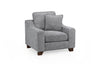 Slate Grey Woven Fabric Armchair Wooden Feet