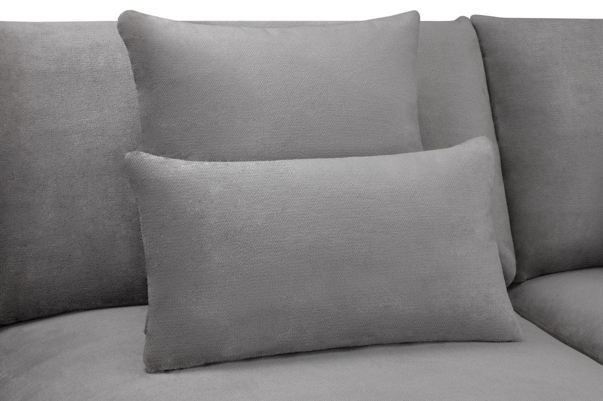 Grey Fabric Upholstered Large Corner Group Sofa Curved Arms
