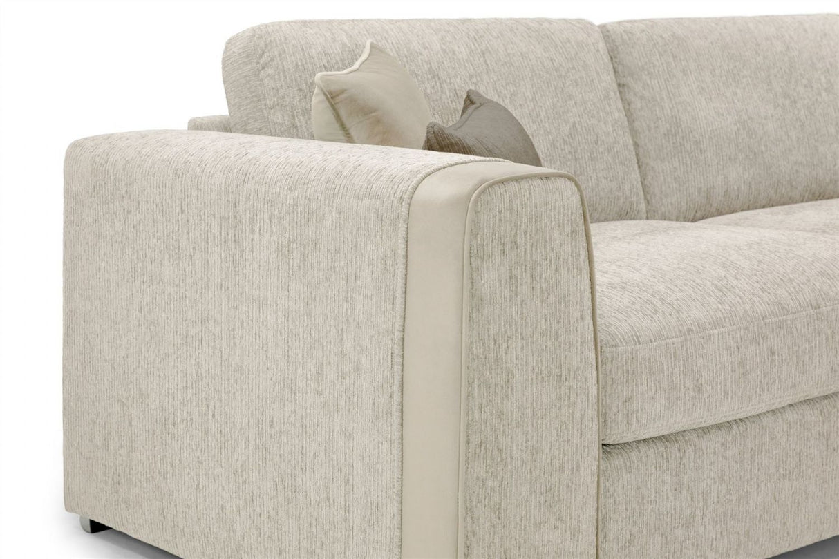 Beige Chenille Fabric 2 Seater Sofa Standard Back