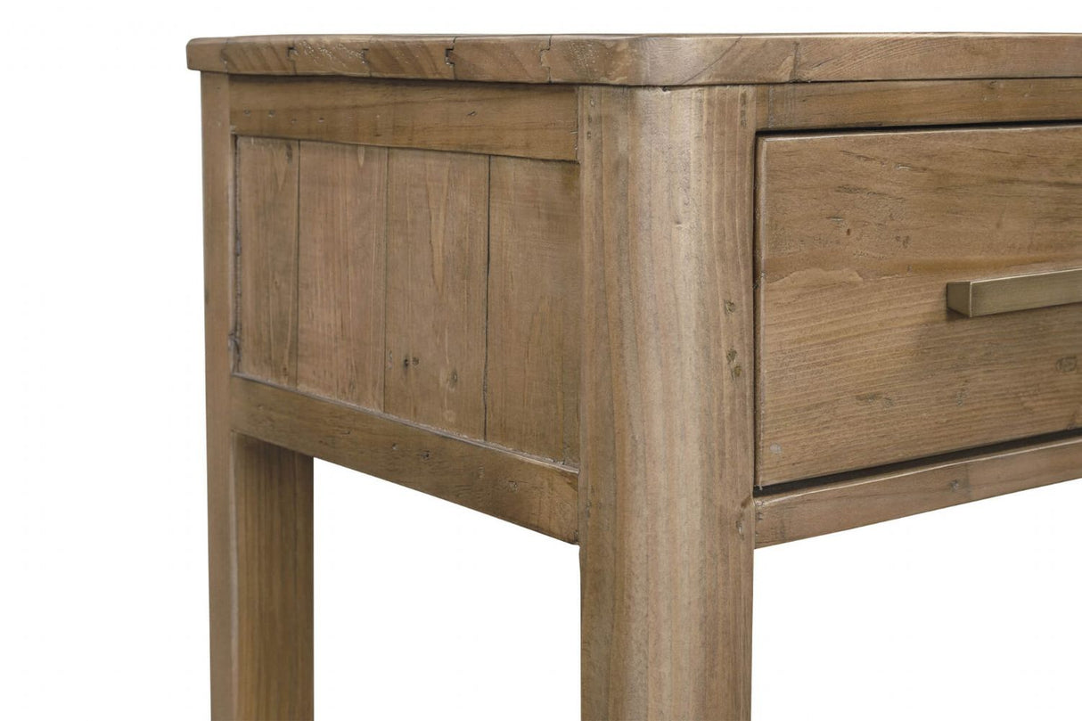 Rustic Pine Wood 1 Drawer Bedside Table