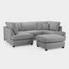 Grey Fabric Upholstery U Shape Corner Sofa Black Feet