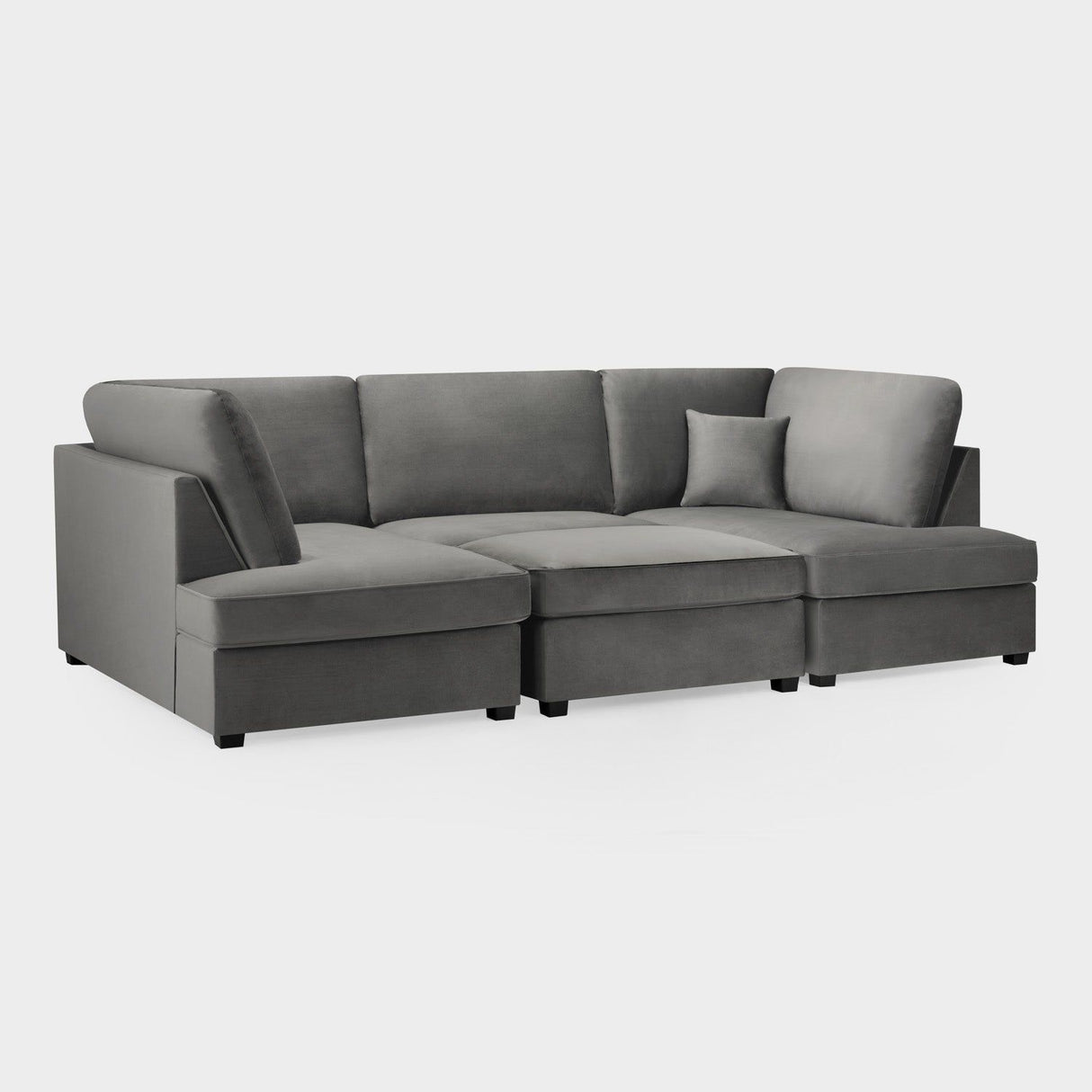 Grey Fabric U Shape Fullback Corner Sofa