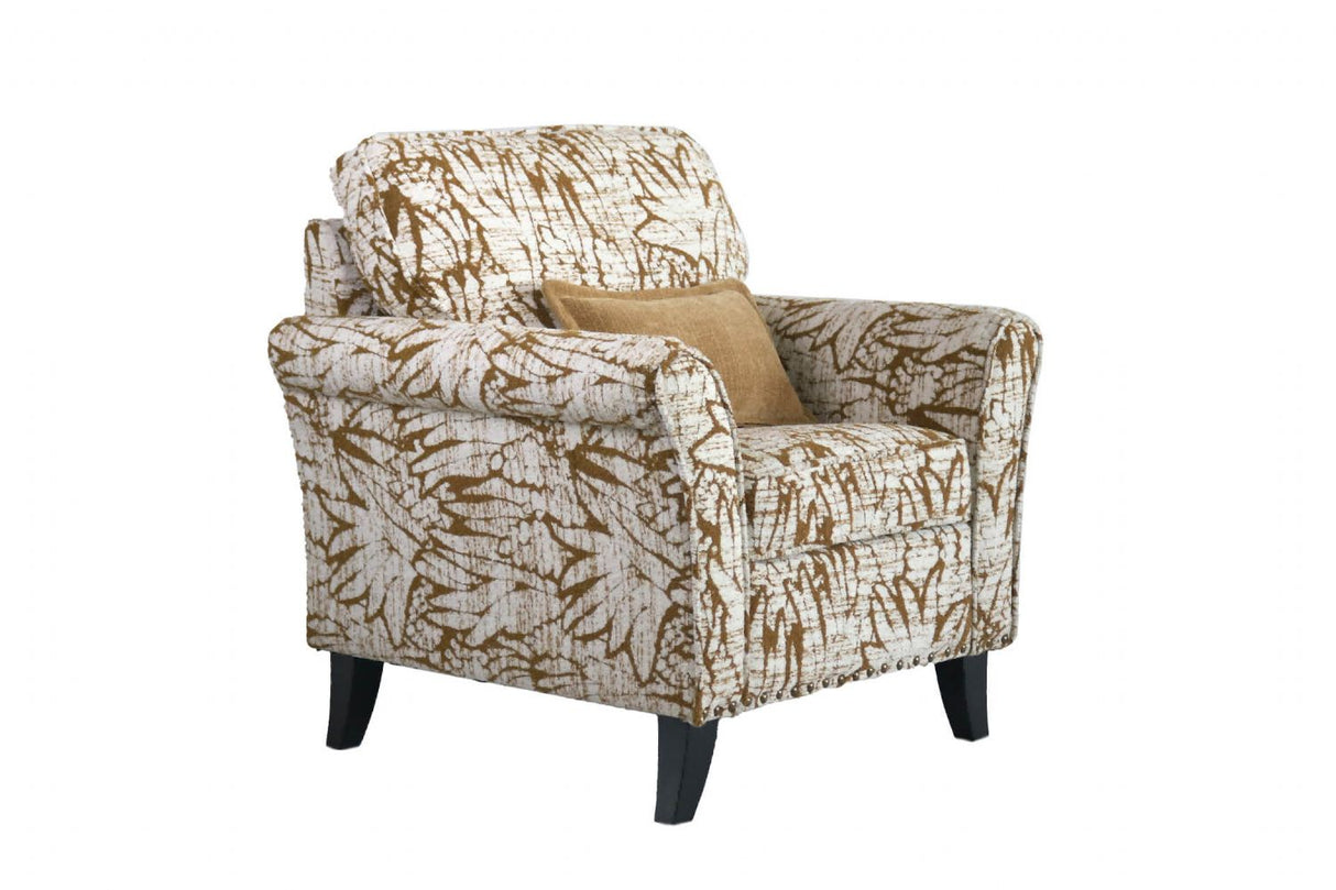 Mink Fabric Upholstered Accent Chair with Fared Arms