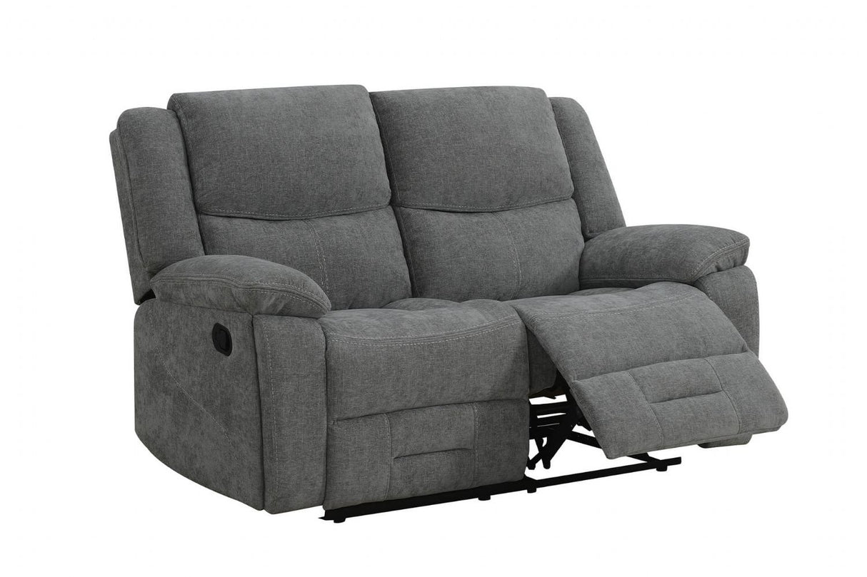 Grey Fabric 2 Seater Manual Recliner Sofa