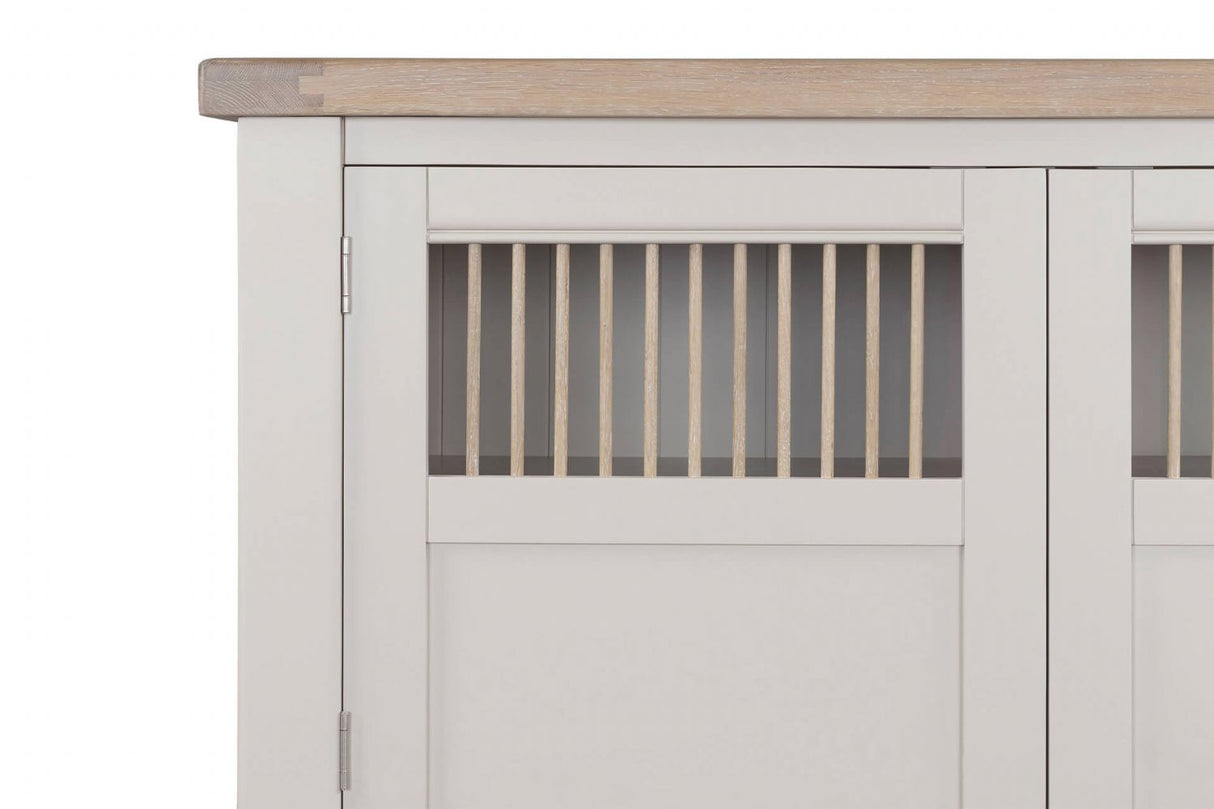 Taupe Wooden Larder Hutch Storage Washed Oak Top