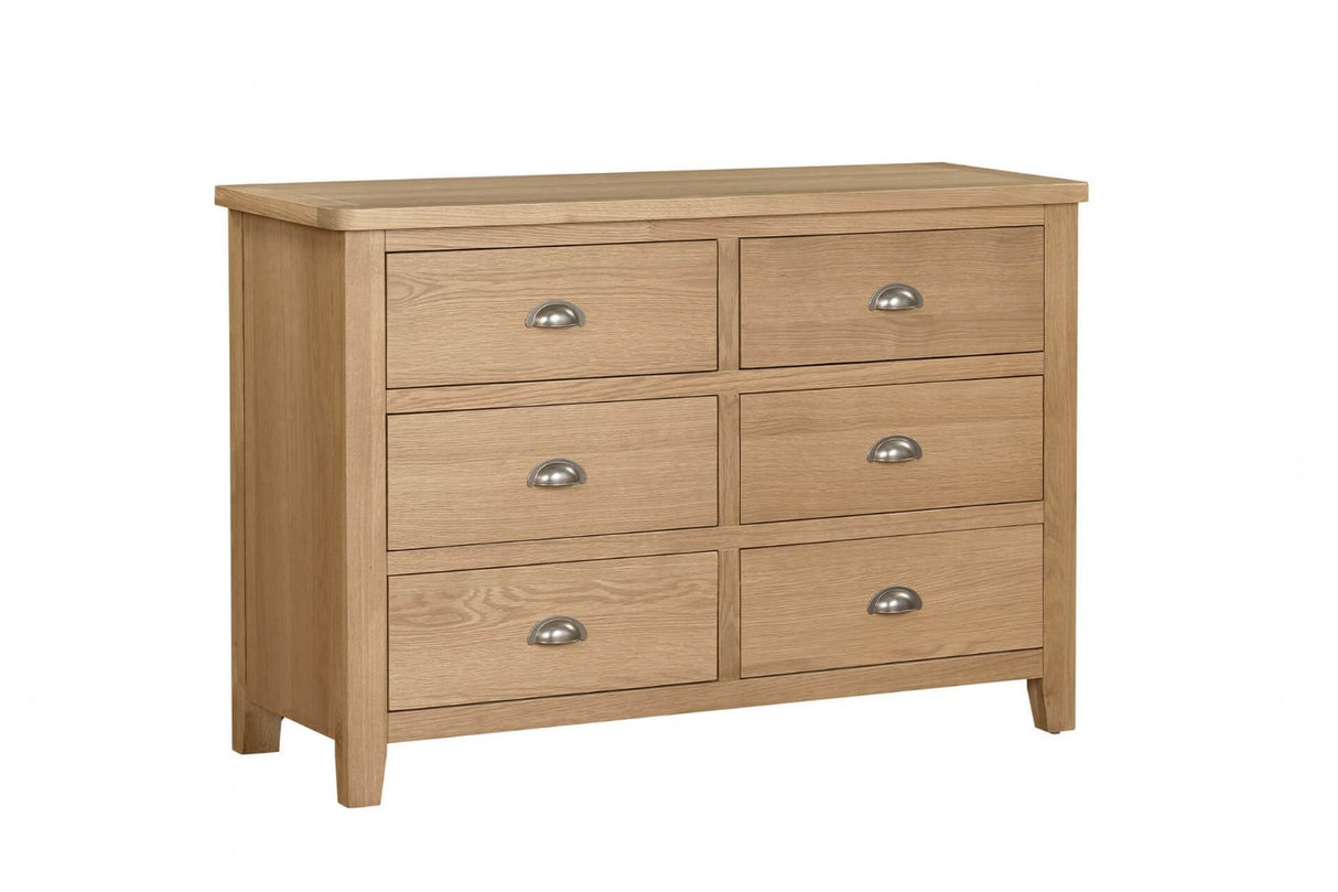 Natural Oak Country Chic 6 Drawer Dressing Chest