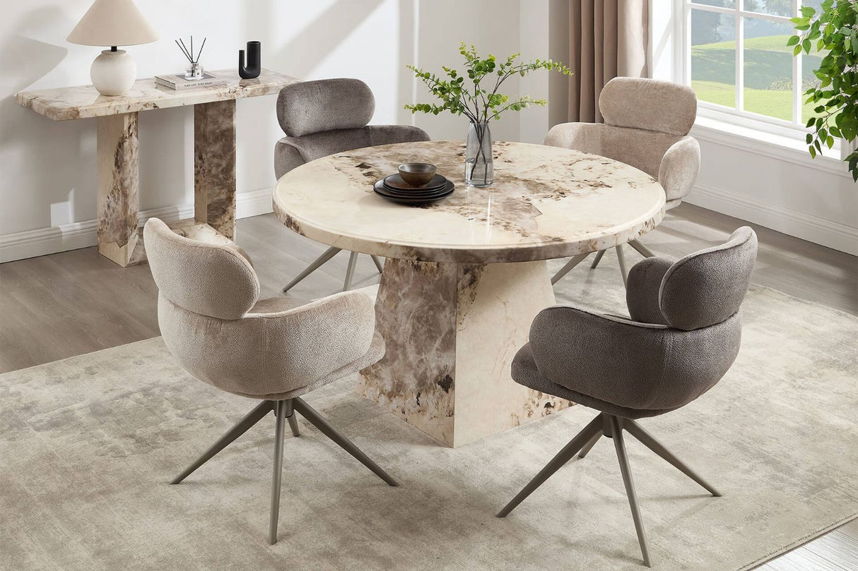 Artemis Round Dining Table 1300 Mottled Mocha