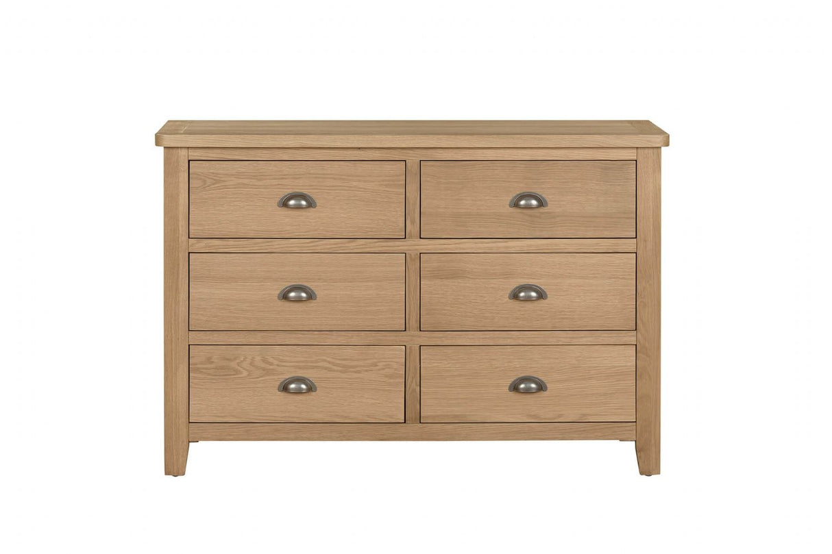 Natural Oak Country Chic 6 Drawer Dressing Chest