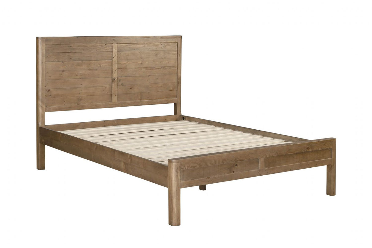 Rustic Pine Wooden King Size Bed Frame with Solid Legs