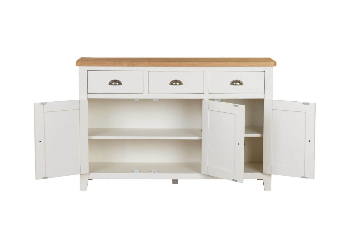 Cashmere Wooden 3 Door 3 Drawer Wide Sideboard Oak Top