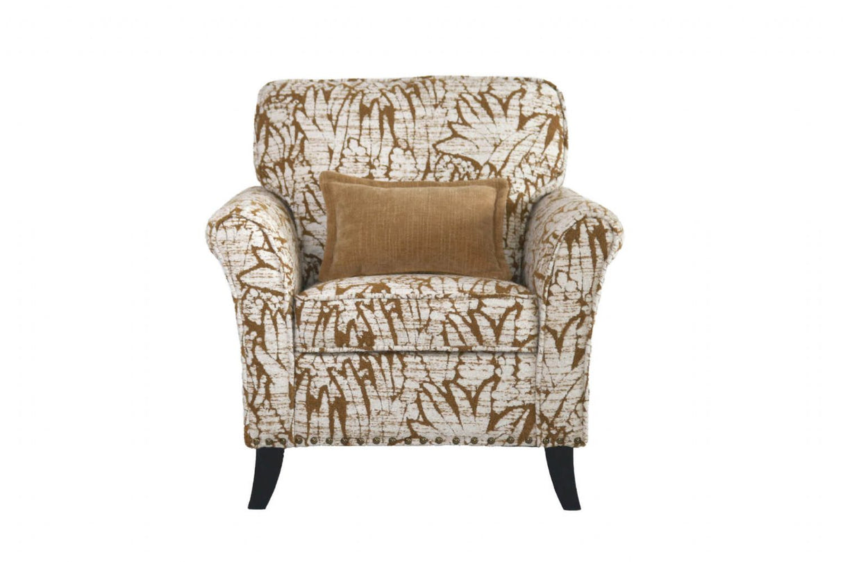 Mink Fabric Upholstered Accent Chair with Fared Arms