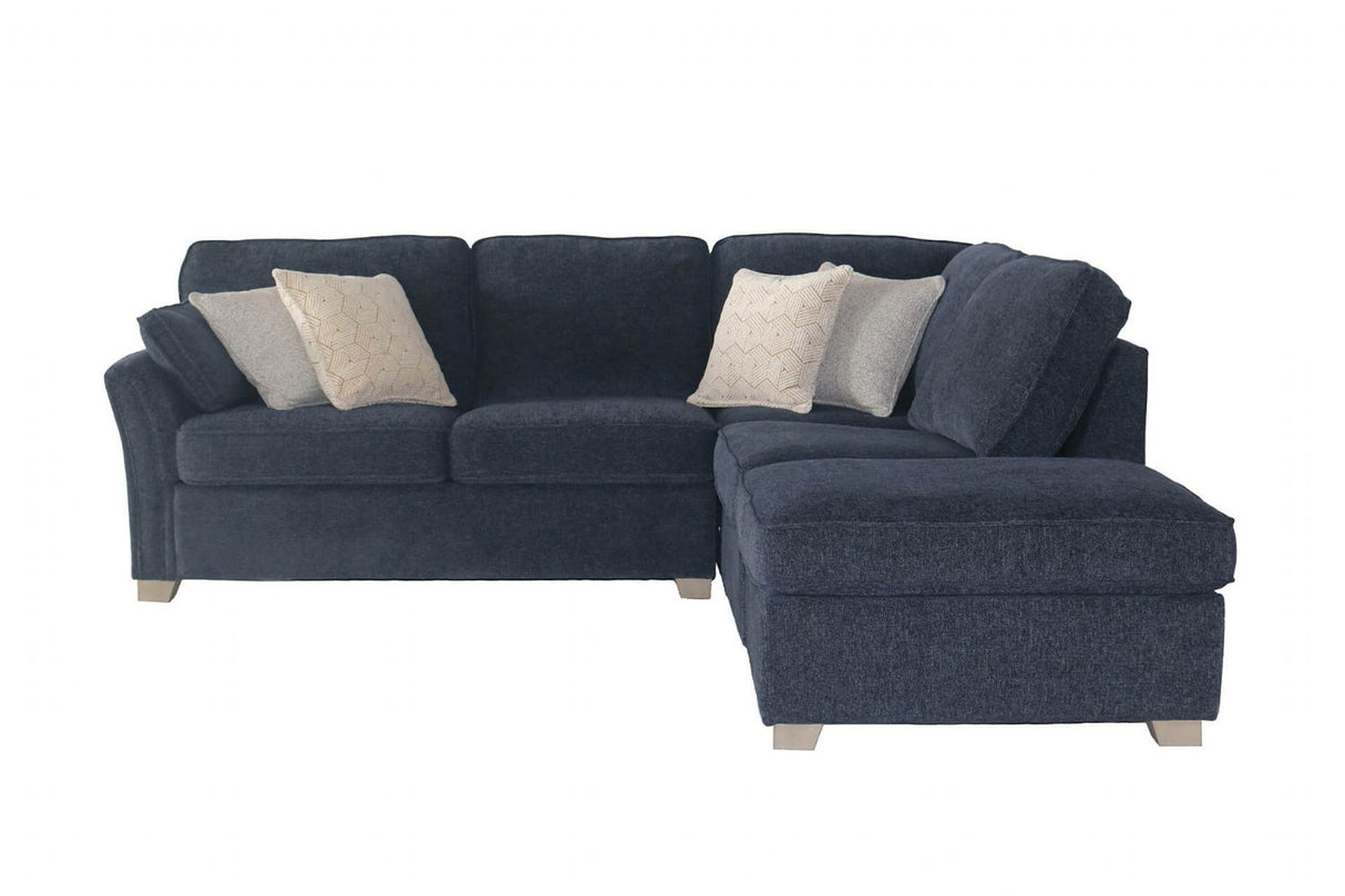 Navy Blue Fabric Right Hand Facing Corner Group Sofa